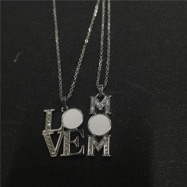 sublimation blank necklaces pendants with drill fashion mom women necklace  pendant jewelry 20pcs/lot